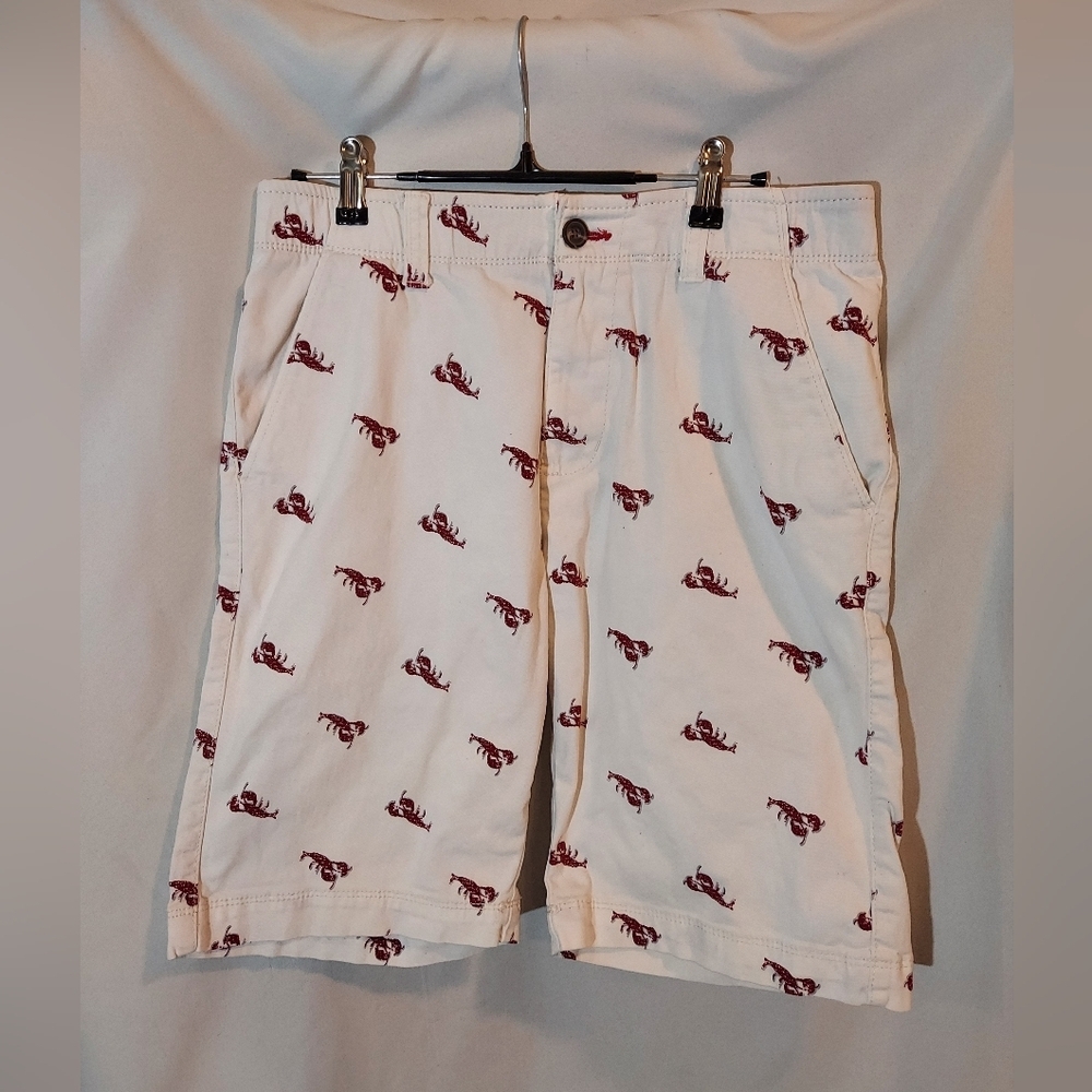 Bailey’s Pt. White Chino Shorts with Red Lobster Print - Size 29